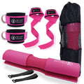 Pink Barbell Pad Set with Ankle Strap for glute workouts