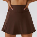 Brown breathable mini yoga skirt for running and fitness