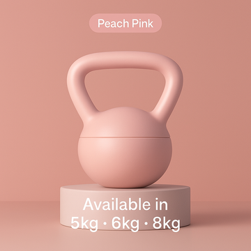 Kettlebell and Dumbbell Set for Home Fitness in peach pink