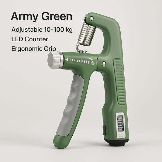 100KG Adjustable Grip Strength Trainer for Rehab - Army Green