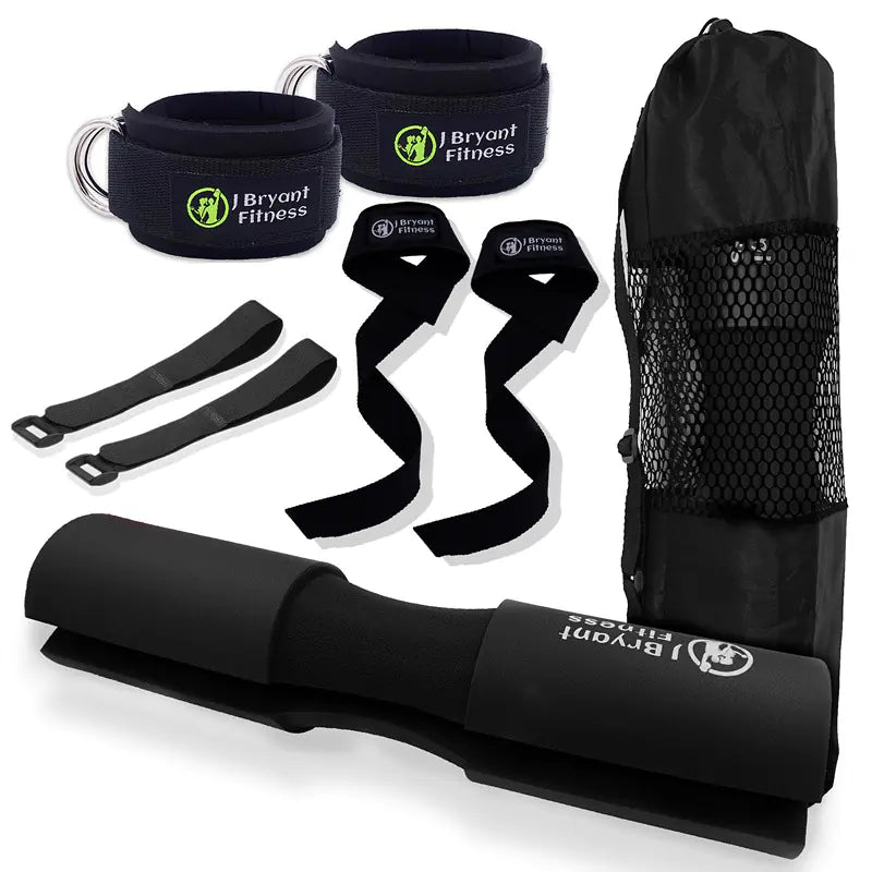 Black Barbell Pad Set with Ankle Strap for hip thrusts