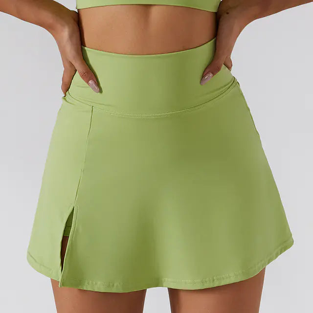 Green breathable mini yoga skirt activewear for running