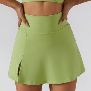 Green breathable mini yoga skirt for running and fitness